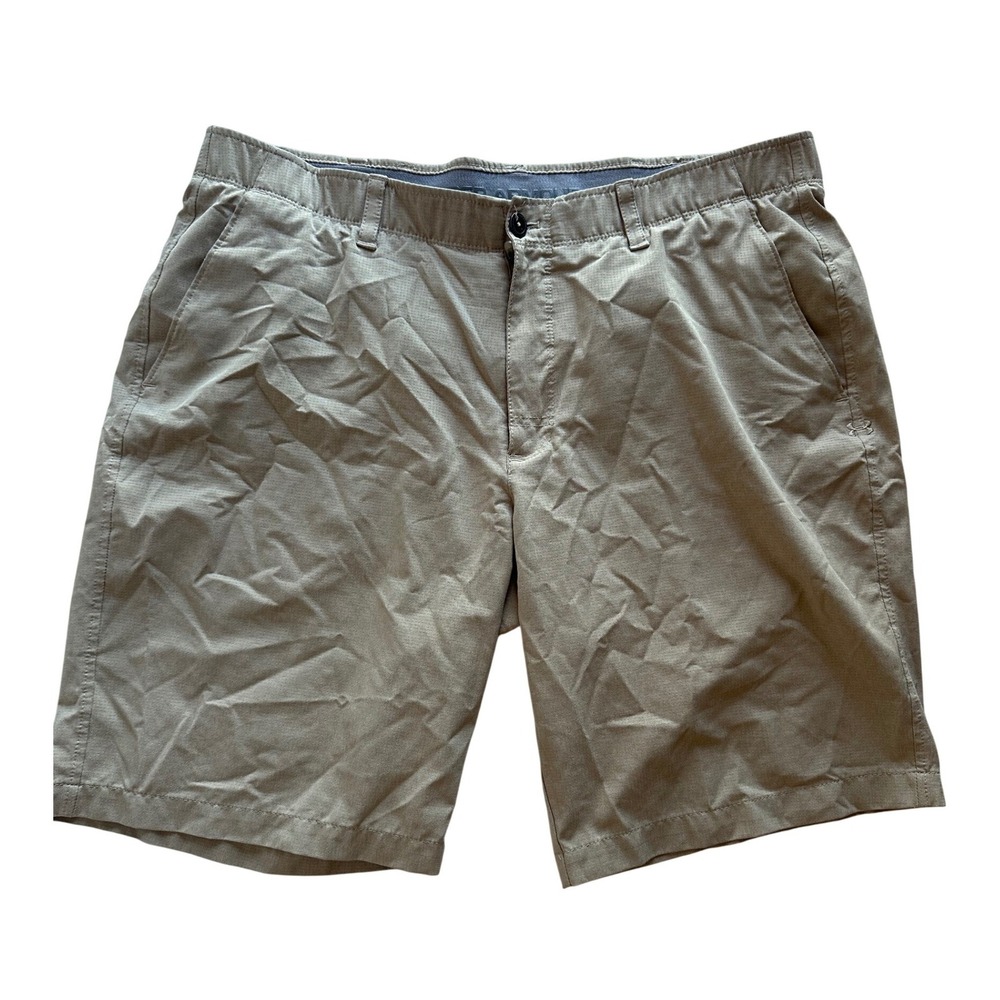 Under Armour‎ Men's HeatGear Performance Shorts Khaki Tan Loose Fit Size 40